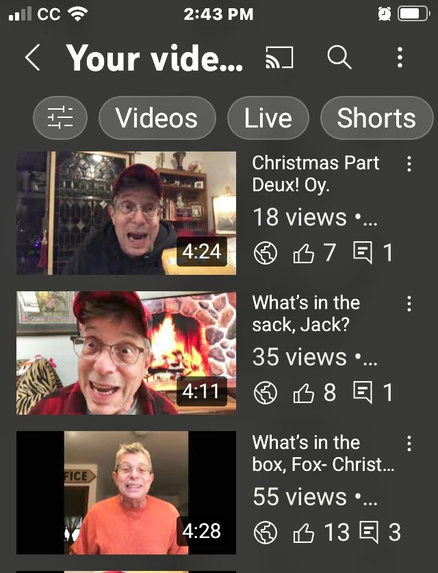 Wanna know more about my holiday gifts? Subscribe to my Youtube channel, @jonathancharlesfox. I have tens of followers.